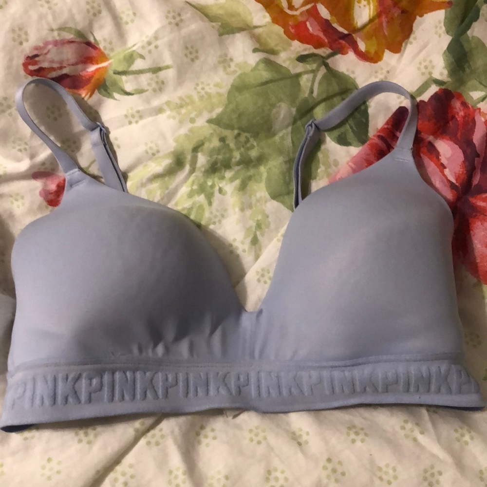PINK Blue NO Wire Bra 34D Good Condition